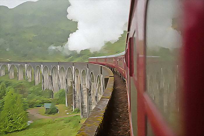 Train on the bridge