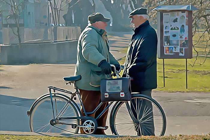 Two old men talking