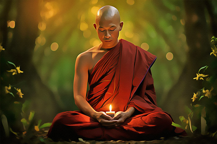 A monk is meditating